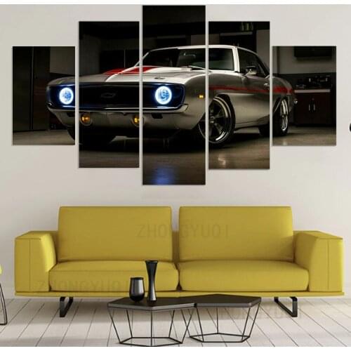 5 Pieces Chevrolet Camaro Canvas Poster Art Wall Living Room Home Decoration Modular Muscle car Pictures
