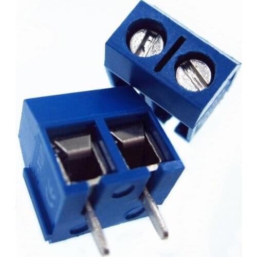 500PCS/LOT KF301-2P KF301-5.0-2P KF301 Screw 2Pin 5.0mm Straight Pin PCB Screw Terminal Block Connector Blue