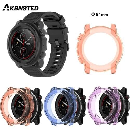 AKBNSTED TPU Transparent Silicone Protective Shell For Xiaomi Huami Amazfit Stratos 3 Smart Watch Replacement Watch Case Cover