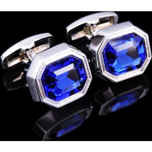 Free shipping, high-end luxury mens shirt Cufflinks brand new brand Blue Crystal Cufflinks classic French shirt brand Cufflinks