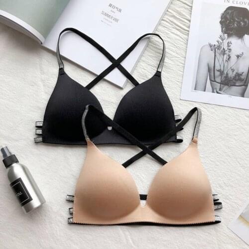 Wireless Seamless Push Up Bras For Women Sexy Lingerie Cross Back Comfort Bra Bralette Three Quarters(3/4 Cup) Lingerie