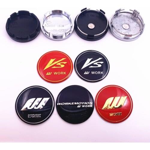 4pcs 56mm or 60mm VS WORK Car Logo emblem Wheel Center Hub Cap auto Rim refit dust-proof Creative badge covers sticker styling