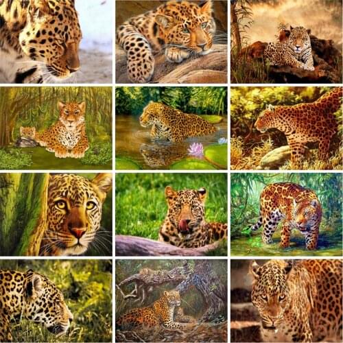 EverShine Diamond Mosaic Animals Cross Stitch 5D Diamond Painting Full Square Leopard Picture Rhnestones Handmade Home Decor