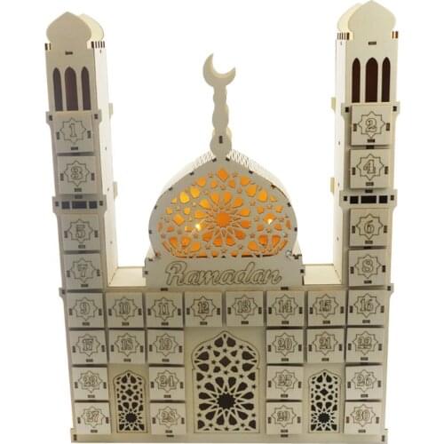 Ramadan Countdown Calendar DIY Wooden Eid Mubarak Ornament Drawer Party Decor