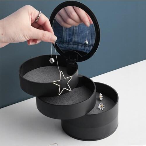 Jewelry Storage Box 4 Layers Rotatable Plastic Jewelry Container Case Earring Ring Holder Multi-function Makeup Beauty Organizer