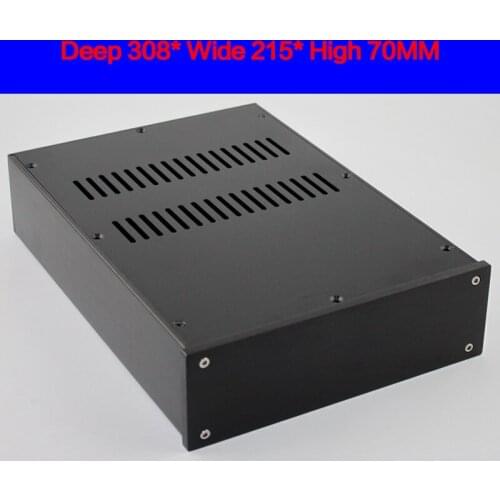 KYYSLB 308*215*70MM CJ031 All Aluminum Preamp Amplifier Chassis Box House DIY Enclosure with Screws Feet Amplifier Case Shell