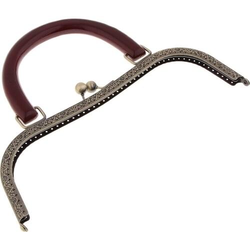Metal Arch Frame Kiss Clasp Lock with Wooden Handle for Purse Handbag Making