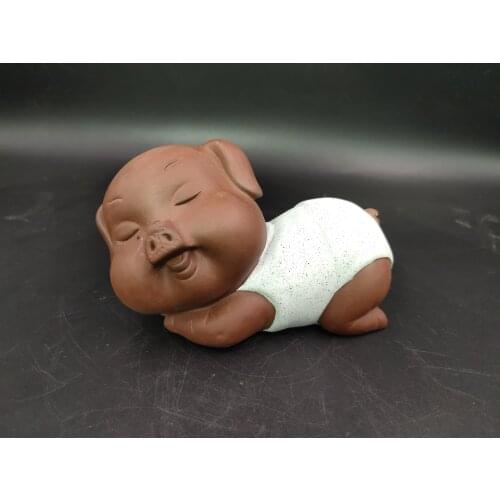CUTE piglet purple clay tea pet ceramic ornaments