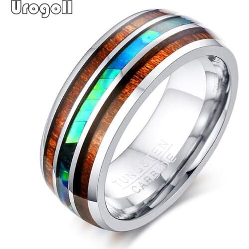 Fashion Men Shell Material Ring 8MM Tungsten Carbide Rings Wedding Bands For Men Party Wedding Matte Finished Ring Jewelry
