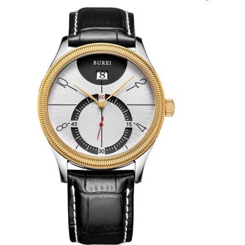 BUREI Brand Fashion Watch Man Luxury Waterproof Business Quartz Wristwatch Sapphire Casual Calendar Clock Relogio Masculino 2021