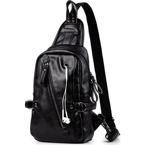 Men Sling chest Pack Messenger Bags Waterproof Leather Mens Crossbody Bags Man Thick Leather Handbag Male Travel Shoulder Bag