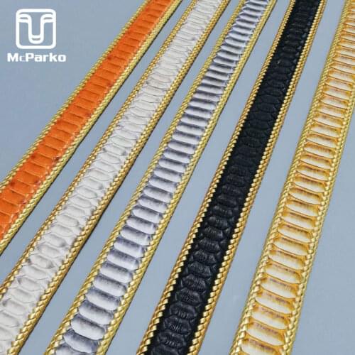 McParko Real Snakeskin Belt Without Buckle Luxury Python Belts For Men Braided Design Genuine Leather Belts Wide 3.8cm Male Gift