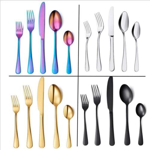 A 5-Piece Set of Stainless Steel Knives,Forks and Spoons for Western-Style Food Table Ware Kitchen Utensils