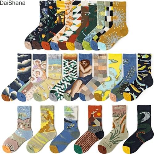 1Pairs Women Long Sock Cartoon Print Creative Fashion Personalized Novelty Men Women Socks Winter Warm Comfortable Cotton Socks