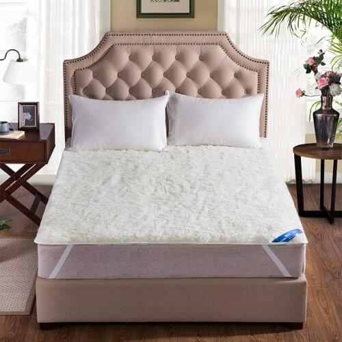 New High-quality 100% Wool Quilted Mattress Toppers Warm Soft Flocked Wool bed pad Fitted Sheet flat Sheet For 0.9M-2.0M Bed