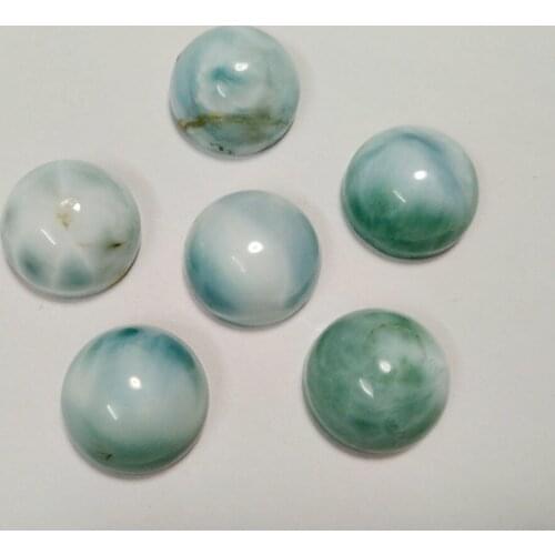 Wholesale 6pcs/Lot Natural Larimar Gem Cabochon Ring Face Pendant,14mm Round Larimar Gem Cabochon CAB Gem Ring Face