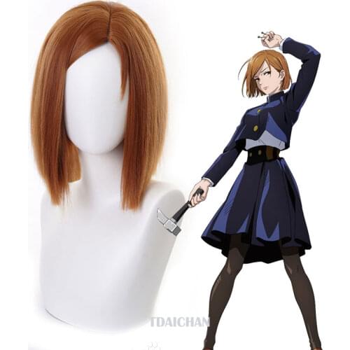 2020 Anime Cosplay Jujutsu Kaisen Cosplay Nobara Kugisa Wig Jujutsu Kaisen Nobara Kugisaki Costume Wig with free wigcap