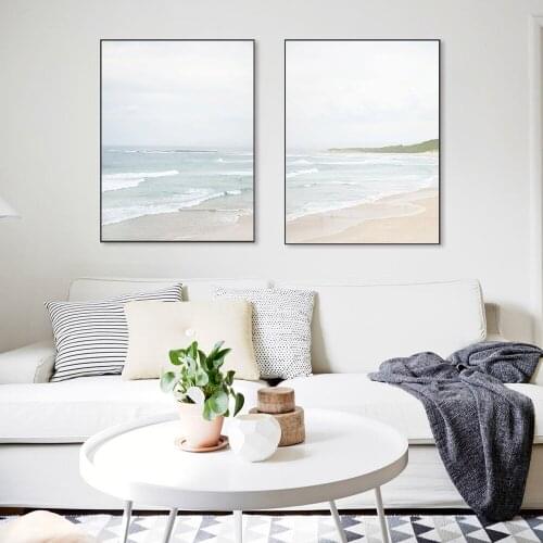 Beach Coastal Landscape Poster Canvas Print Photography Wall Art Canvas Painting Photography Two-piece Living Room Decoration