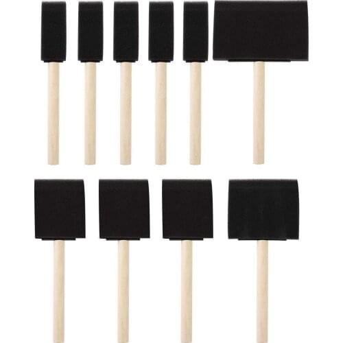 PPYY NEW -Foam Brush Painting Sponge Tool with Hardwood Handles Pack of 10