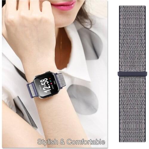 For Fitbit Versa Watch Band Sport Style Nylon Loop with Hook Adjustable Fastener Wrist Strap For Fitbit Versa Strap Watchbands