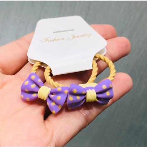 2Pcs/set Polka Dot Bowknot Hair Accessories Children Rubber Bands Scrunchies Elastic Hair Bands Girls Headband Decorations Ties