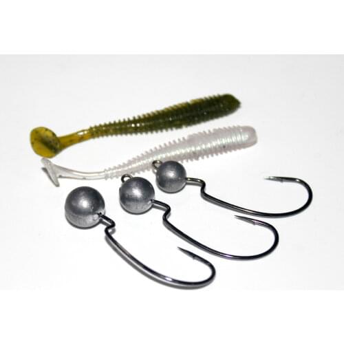 Fishing Wide Belly Hook Soft Worm Bait Fishhook with Ring Jig Head 3.5g/5g/7g Florida Texas Micro Lead Rig Mould Hooks