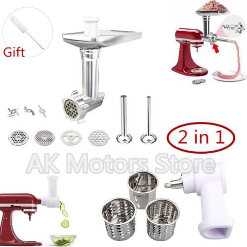 1 Set Shredder Meat Stuffer and Kitchen Meat Grinder Sausage Filling Attachment With Clean Brush For KitchenAid Stand Mixer
