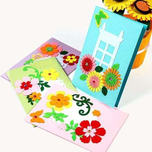 Pretty DIY Felt Flower & Butterfly Sticker Birthday Card Wish Card DIY Felt Pack Early Learning Felt Card Children handmade