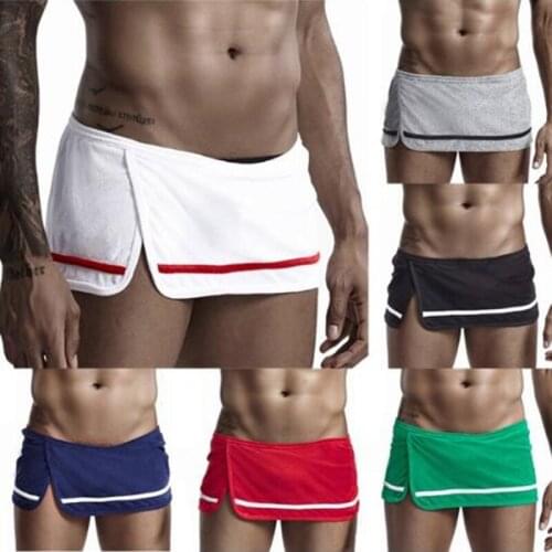 Mens Underwear Boxer Shorts Side Split Loose Summer Sweatpants Sexy Low Rise Beach Male Shorts Skirts Sexy Gay Underwear Panties