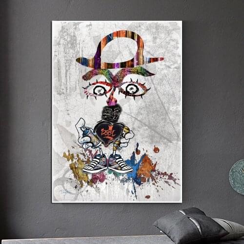 Funny Painting Canvas Poster and Prints Funny Graffiti Street Art Wall Pictures for Modern Home Room Decor Wall Art Room Decor