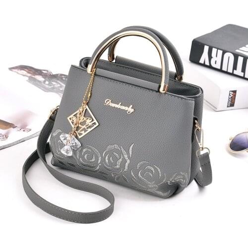 Women Small Bag Female EmbroideryPU Leather Designer Bag 2021 Fashion New Flower Shoulder Bag Womens Handbag