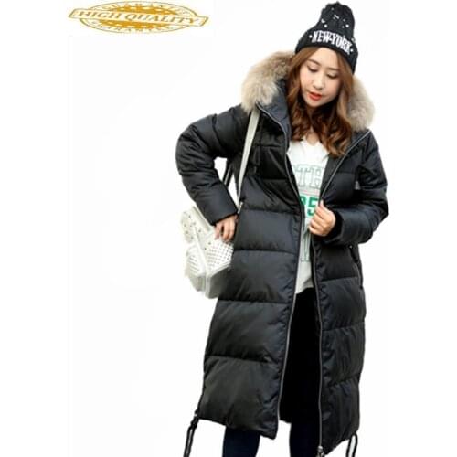 Womens Down Jacket Raccoon Fur Collar 90% Duck Down Coat Female Warm Winter Parkas Plus Size 5XL 6XL 7XL 10XL Casaco 510
