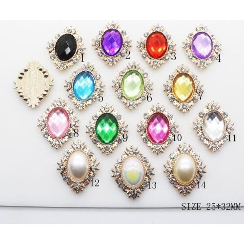 ZMASEY Sale Price Metal Buttons 10Pcs/Lot 25*32mm Sewing Rhinestones Alloy Button Handwork Decorative Ribbon Accessories