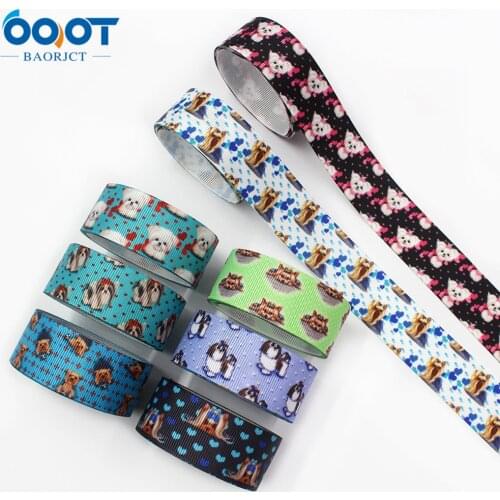 1'' 5yards Pet dog printing Grosgrain Ribbons DIY Handmade Child Bow Wedding Decoration Gift Wrap Material,L-20629-627