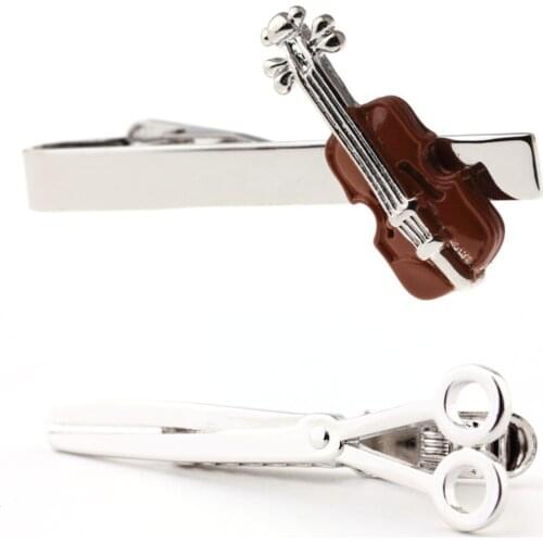 10pcs/lot Silver Scissors Tie Clips Enamel Guitar Tie Bar Tie Pin Copper Tie Clip Men's Jewelry Accessory Wholesale
