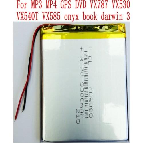 100% Brand new High Quality 3000mAh 406080 Battery For MP3 MP4 GPS DVD VX787 VX530 VX540T VX585 onyx book darwin 3