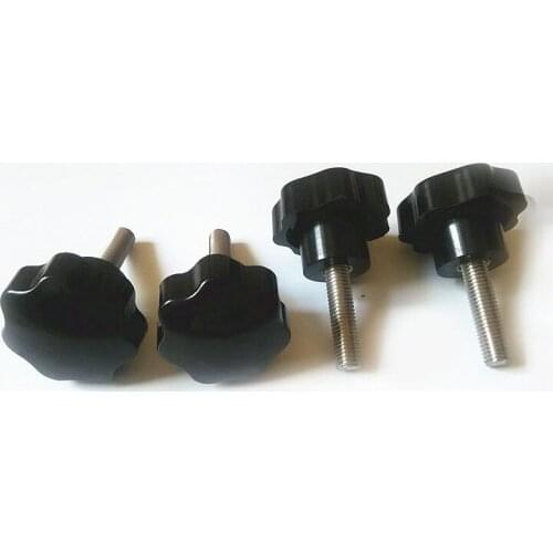 2pcs M8 Stainless steel black Seven stars screw plum plastic head hand screws adjustable handle 10~35mm length diameter 40mm