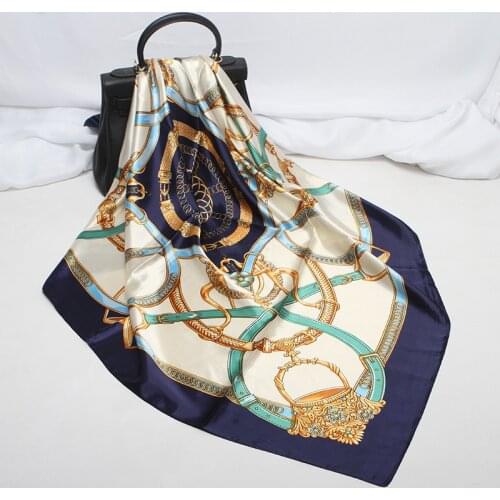 2021 New Fashion Silk Square Scarf For Women 90cm Satin Neck Hair Tie Band Bag Warp Soft Designer Neckerchief Hijab Head Foulard