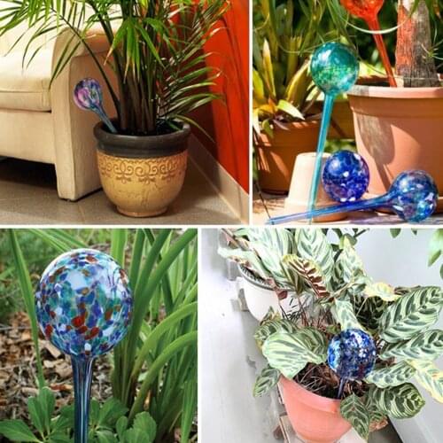 3pcs automatic watering device for plant potted garden drip irrigation tool Stained glass plant watering device 7*20cm