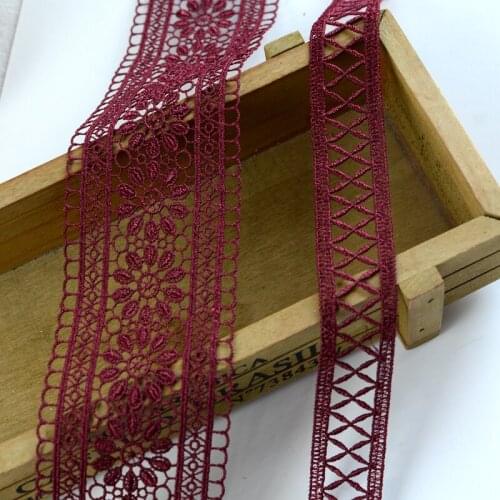 4M/lot Exquisite wine red hollow water soluble embroidery lace curtain sofa cheongsam clothing accessories SC254