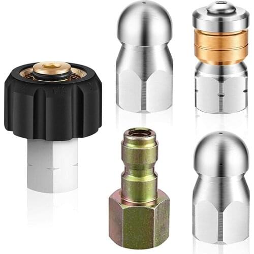 ABSF 5 Pieces Sewer Jetter Nozzle Rotating Sewer Nozzle Button Nozzle Corner Sewer Nozzle Stainless Steel Fixed Sewer Nozzle