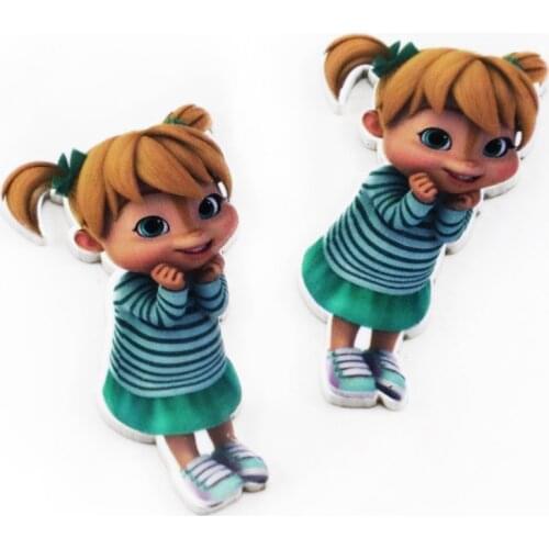 Avid angie Girls Cartoon Acrylic Flatback Planar Resin 5pieces,DIY Decorations Crafts Accessories,DIY Handmade Materials,5Yc3692