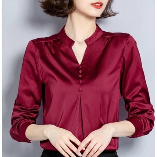 Blusas Mujer De Moda 2021 Long Sleeve Women Shirts Plus Size Tops V-neck Office Ladies Tops Chiffon Blouse Women Tops Blusas C18