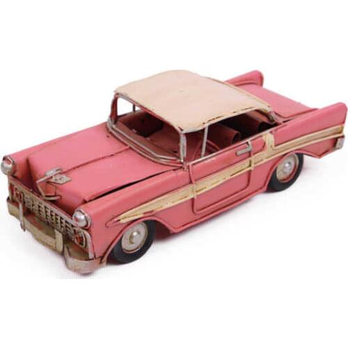 Decorative Metal Pink Car - Trinket, Miniature, Gift,Vintage Nostalgic - Handmade and hand painted - Quality Durable