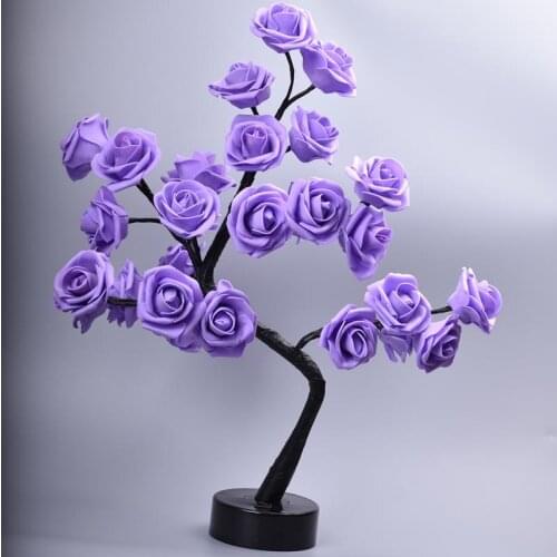 Rustic Wedding Decoration Rose Flower Tree USB Night Lights Home LED Table Lights Parties Xmas Christmas Bedroom Decor