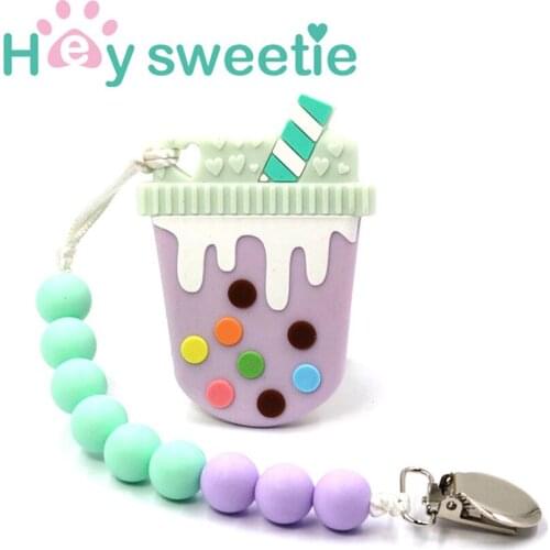 Baby Pacifier Chain Silicone Chews Teething Chain Ice Cream Teether Soother Holder Baby Teether Bracelet Necklace Pacifier Clip