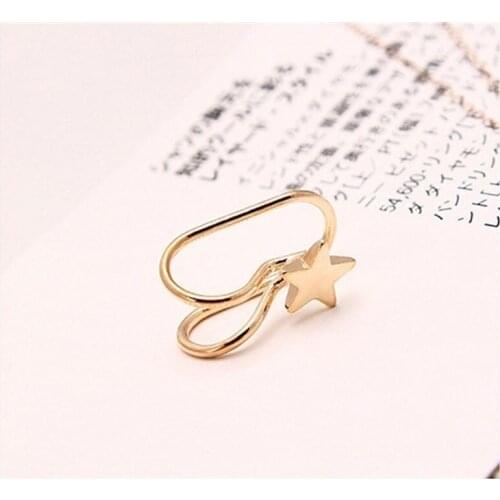 Elegant Women Five-pointed Star Earrings for Party Wedding Jewelry Ladies Gift 2021 Trend 2Pcs Women Ear Cuffs U Shape