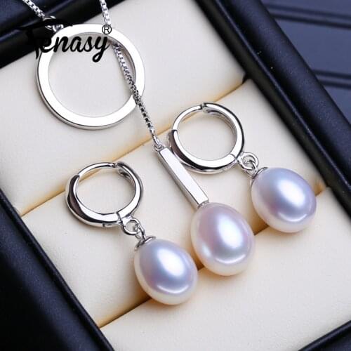 FENASY 925 Sterling Silver Jewelry Sets Natural Pearl Drop Earrings Custom Necklace Luxury Pendant Chain Necklaces For Women