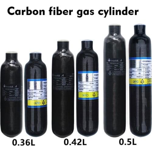 High Capacity 0.36 0.42 0.5L Carbon Fiber Gas Cylinder High Pressure 4500psi for Paintball Diving Tank PCP Air Gun Rifle Co2 Gun