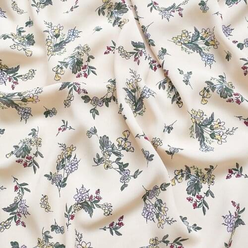 HLQON polyester plain Chiffon beige flower fabric for dress cloth felt patchwork tissue coat Sewing DIY Material by 100x145cm